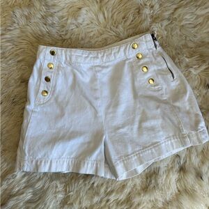 Frame Denim White Shorts with Gold Buttons